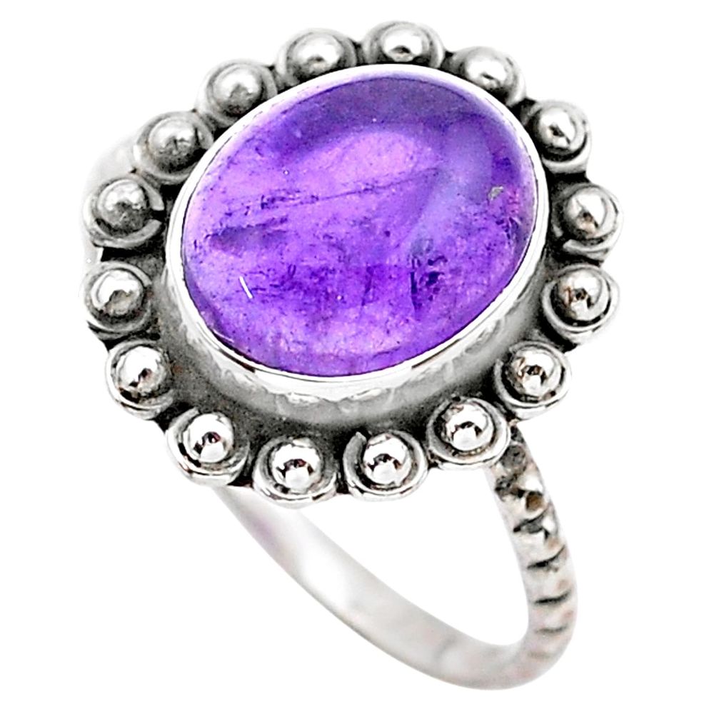 3.93cts solitaire natural purple amethyst 925 sterling silver ring size 8 t25342