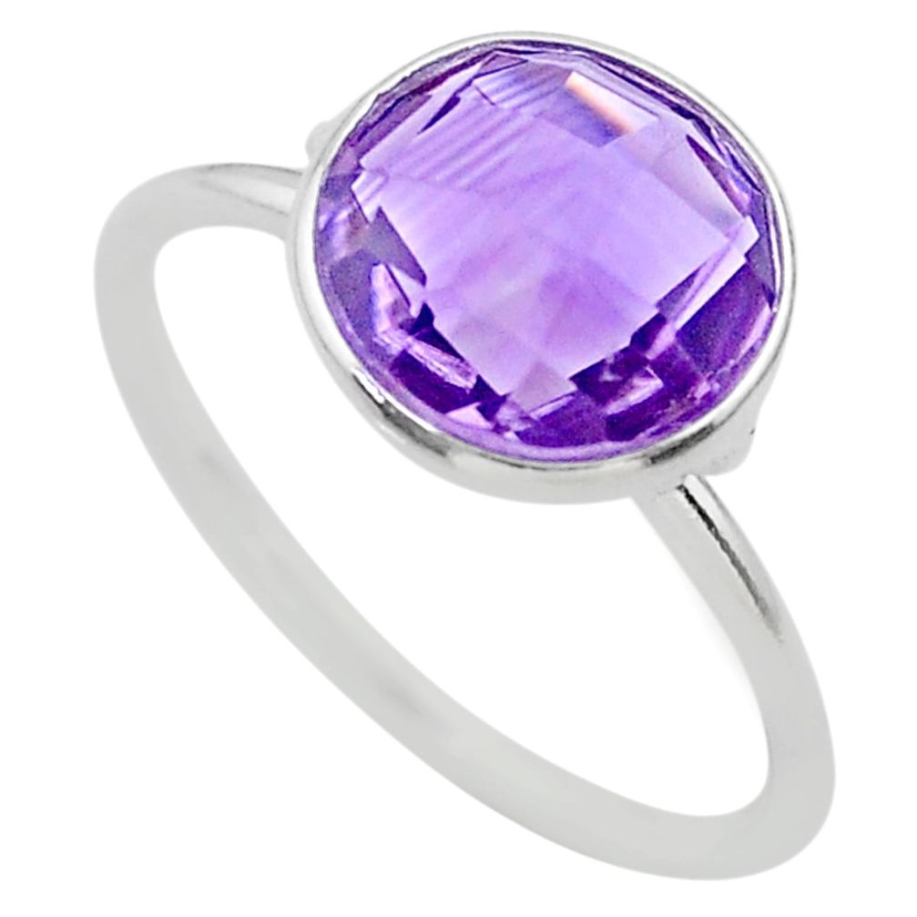 e natural purple amethyst 925 sterling silver ring size 8 t29992