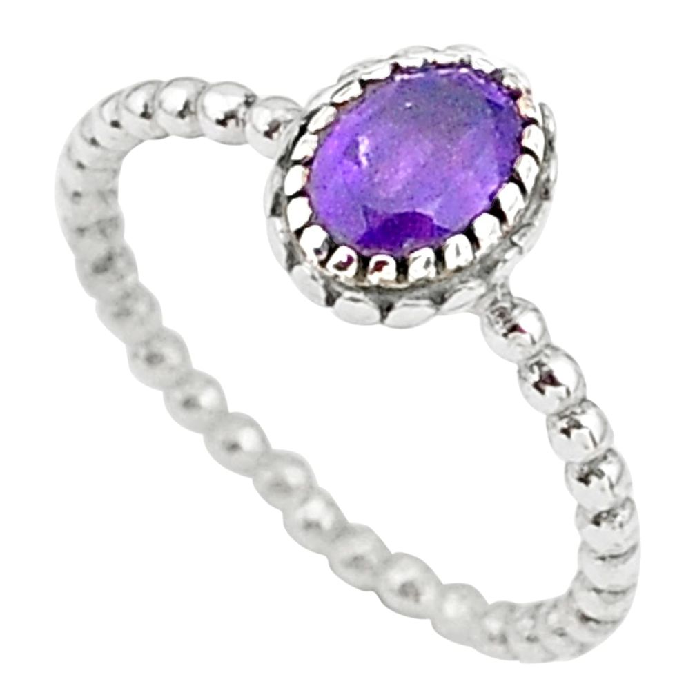 1.49cts solitaire natural purple amethyst 925 sterling silver ring size 8 t34866