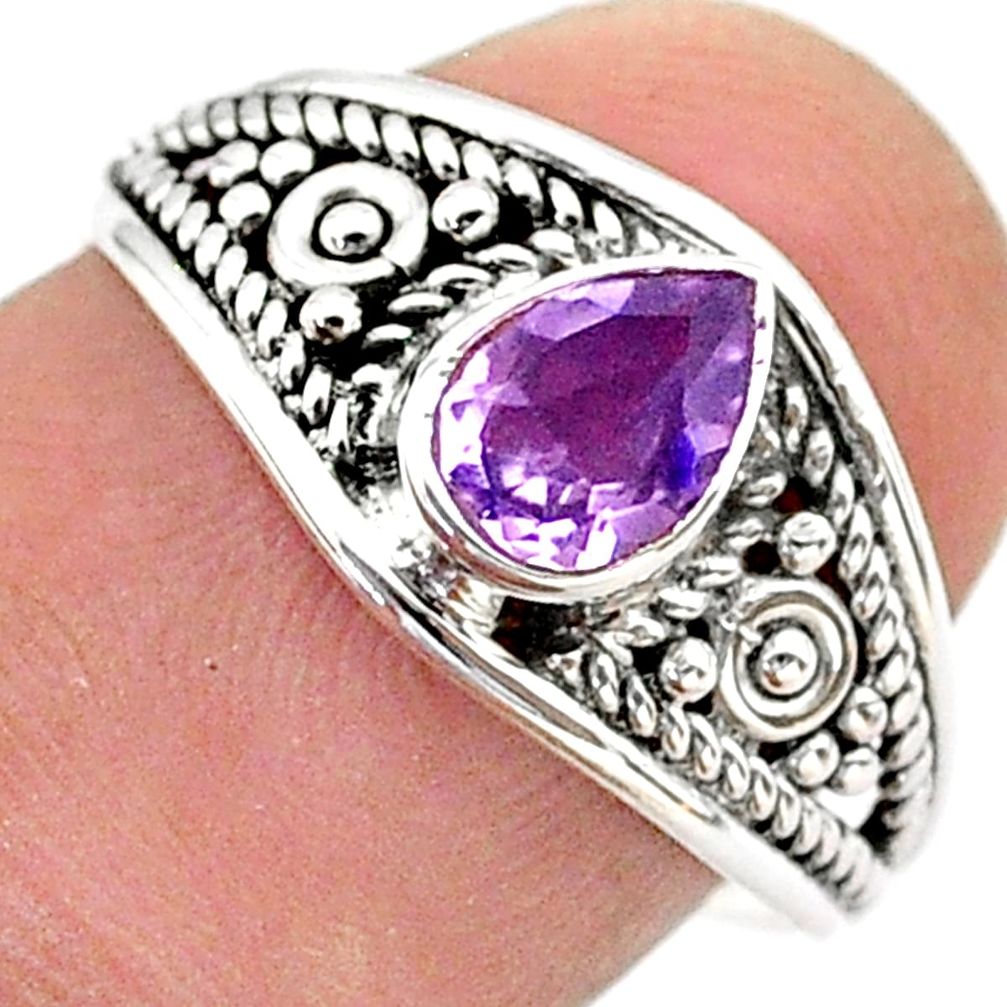 1.34cts solitaire natural purple amethyst 925 sterling silver ring size 8 t39964