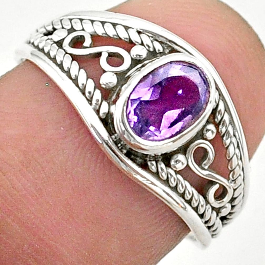 1.58cts solitaire natural purple amethyst 925 sterling silver ring size 8 t40142