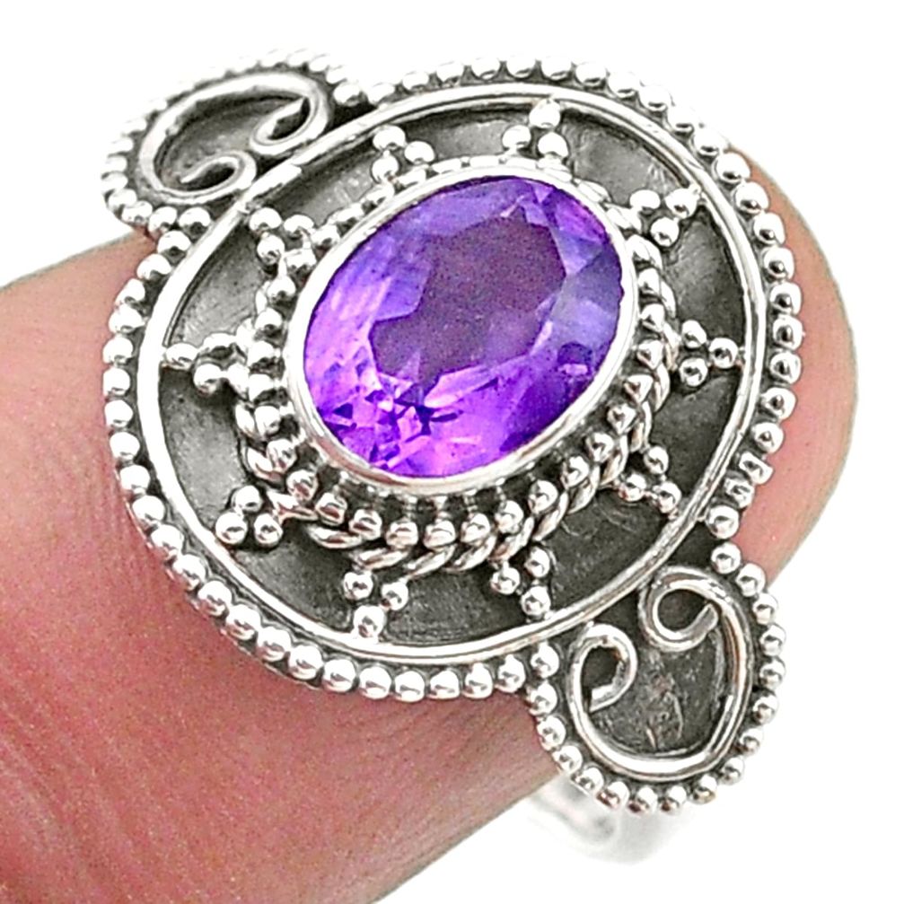 2.04cts solitaire natural purple amethyst 925 sterling silver ring size 8 t46192