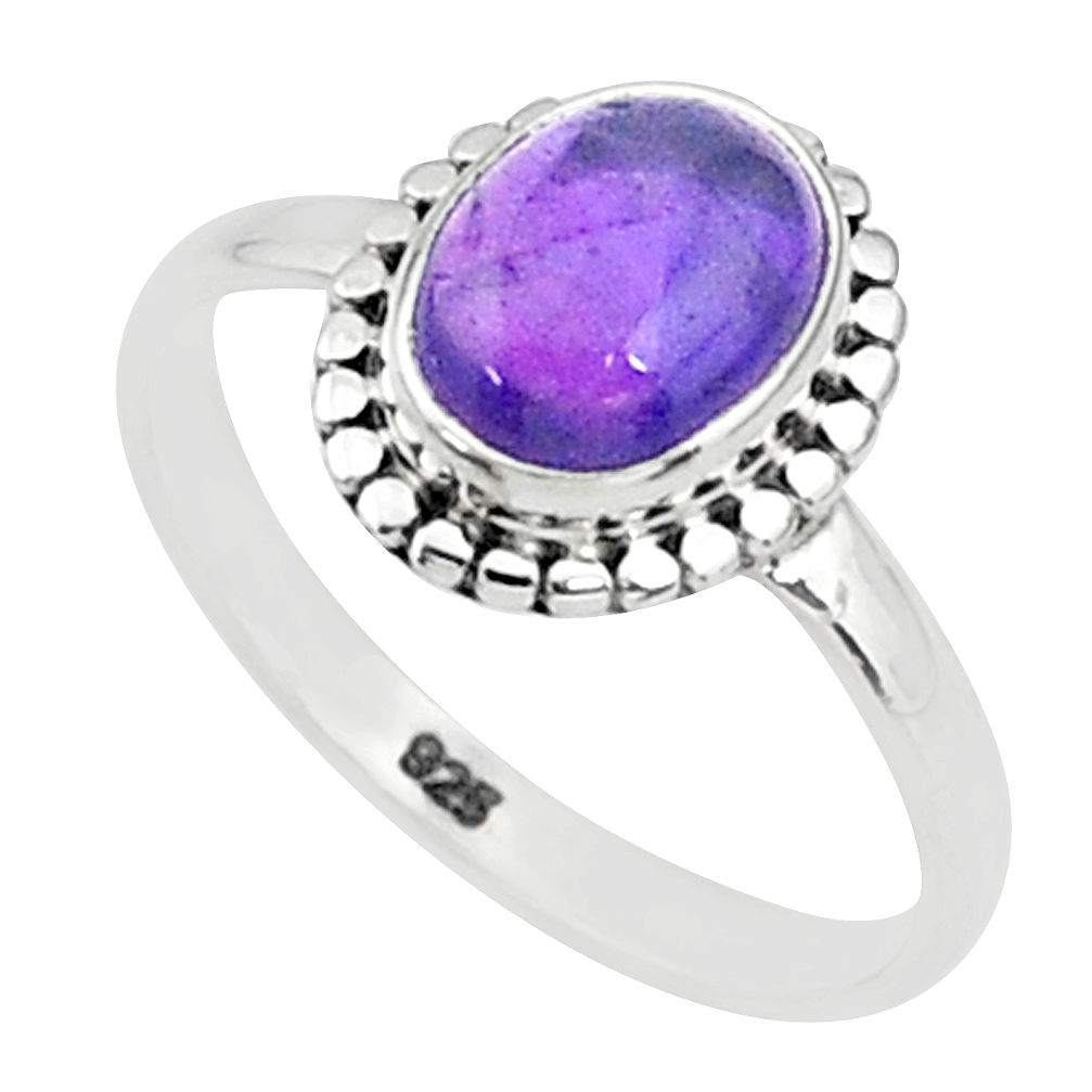 2.96cts solitaire natural purple amethyst 925 sterling silver ring size 8 t5005