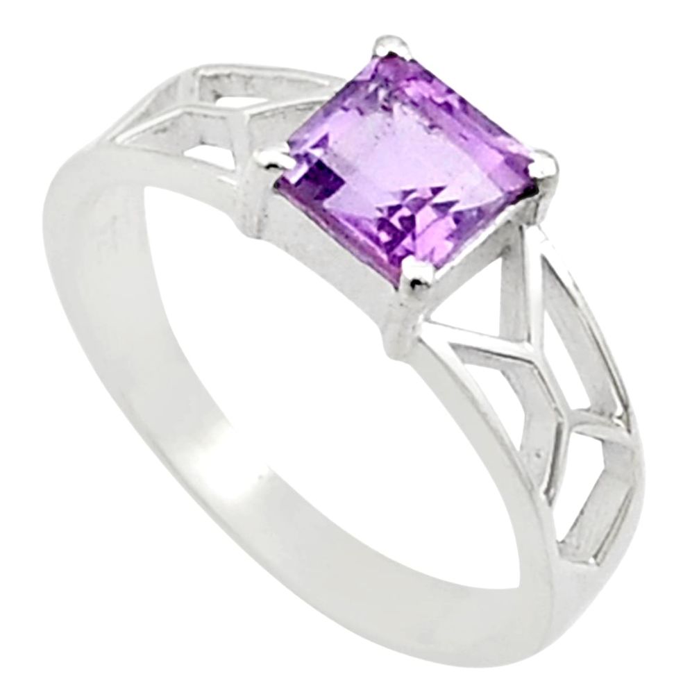 1.46cts solitaire natural purple amethyst 925 sterling silver ring size 8 t60462