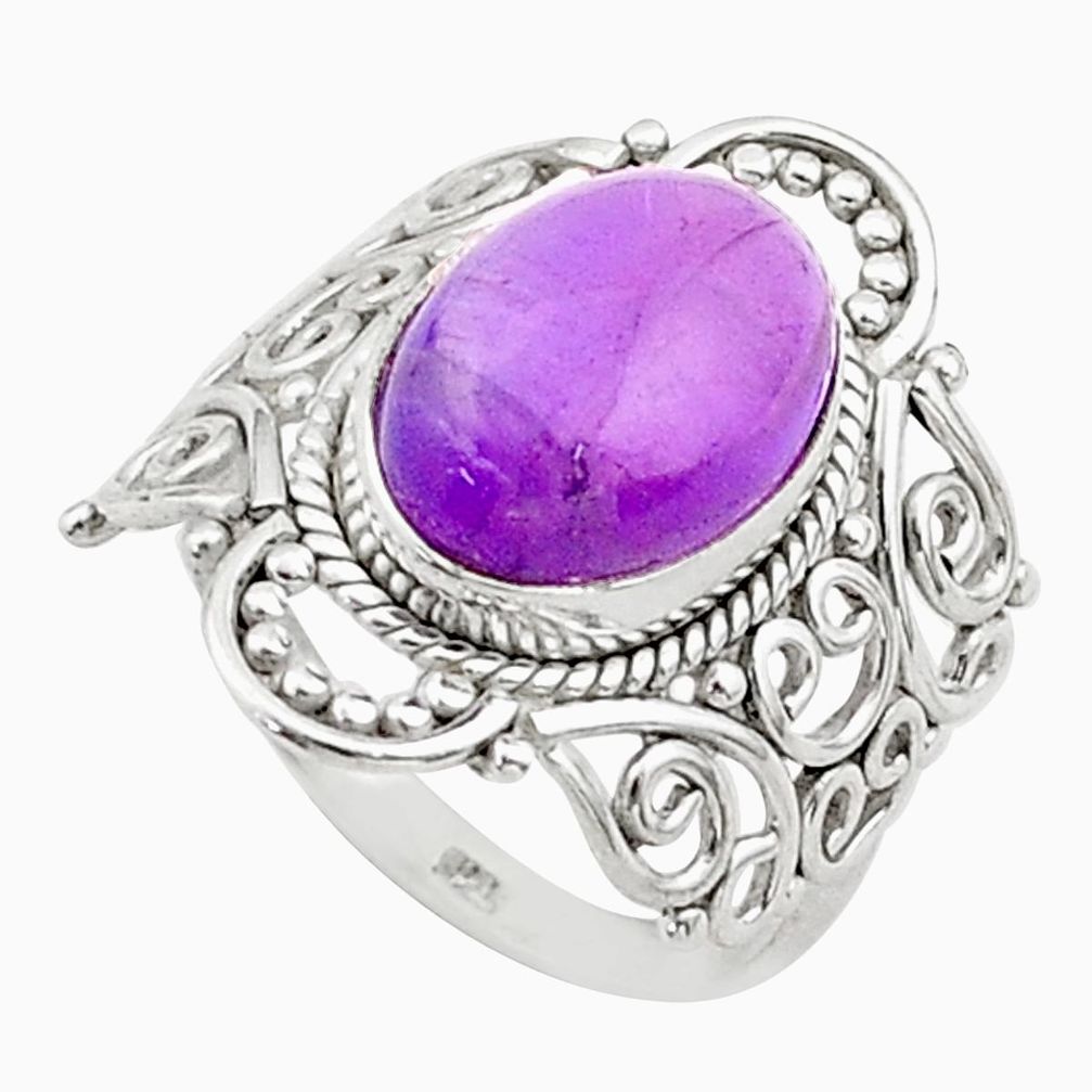 5.08cts solitaire natural purple amethyst 925 sterling silver ring size 8 t65461