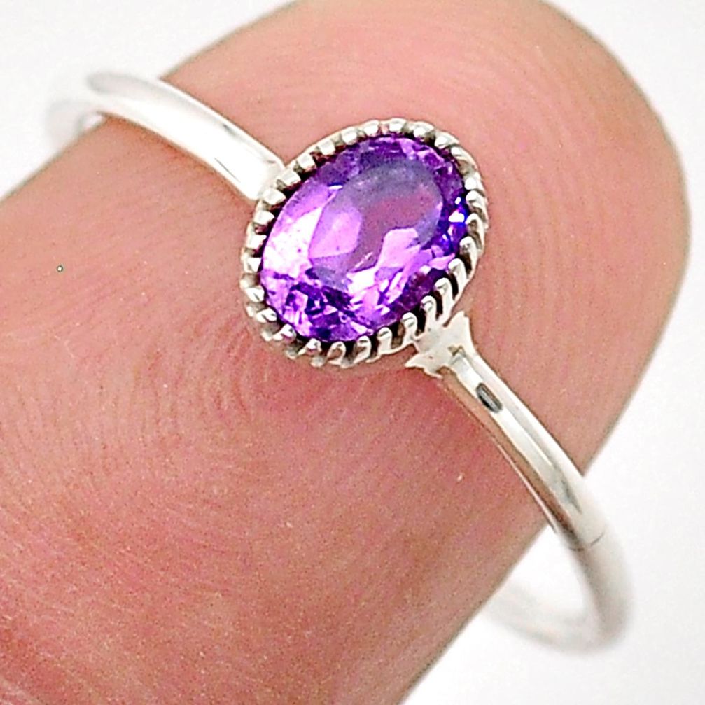 1.18cts solitaire natural purple amethyst 925 sterling silver ring size 8 t66755