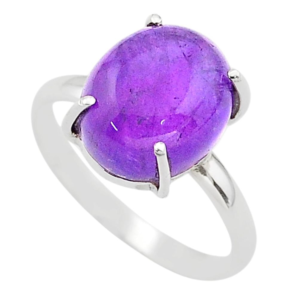 e natural purple amethyst 925 sterling silver ring size 8 t67321