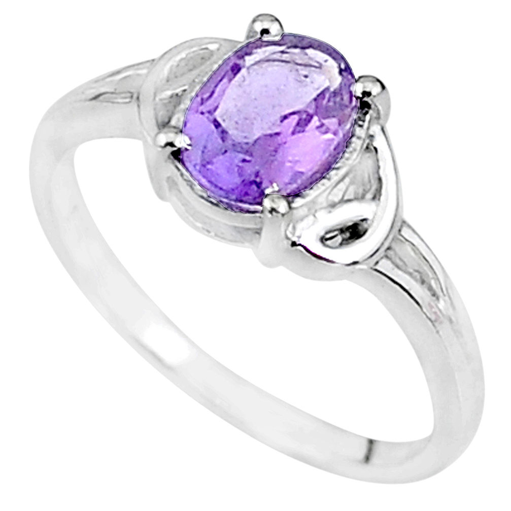 2.42cts solitaire natural purple amethyst 925 sterling silver ring size 8 t9064