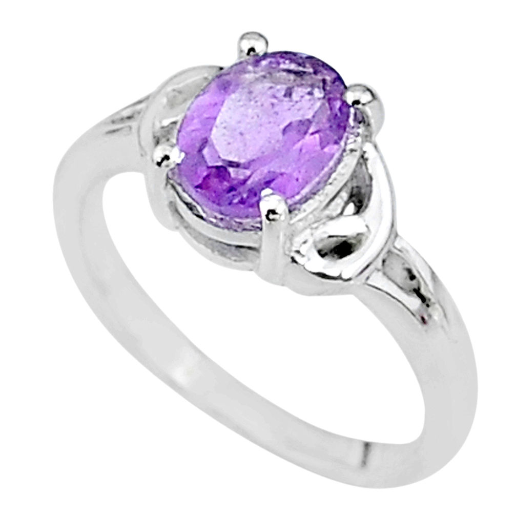 2.22cts solitaire natural purple amethyst 925 sterling silver ring size 8 t9079