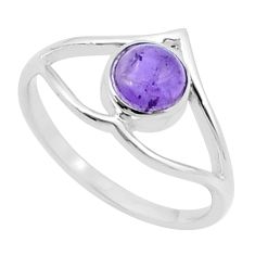 Clearance Sale- 1.24cts solitaire natural purple amethyst 925 sterling silver ring size 8 u36849