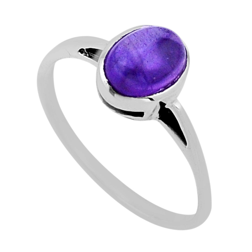 1.72cts solitaire natural purple amethyst 925 sterling silver ring size 9 n53974