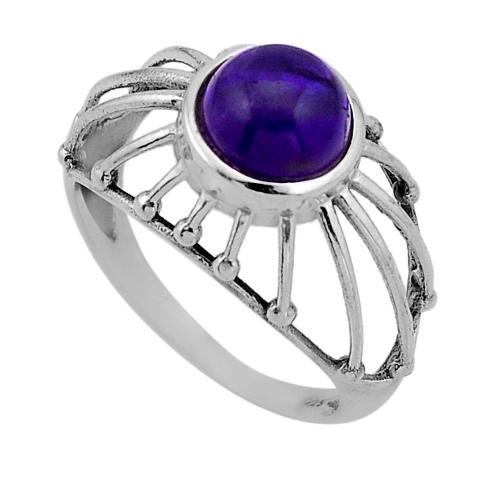 3.04cts solitaire natural purple amethyst 925 sterling silver ring size 9 n53982