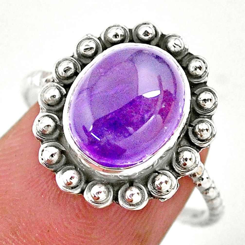 4.18cts solitaire natural purple amethyst 925 sterling silver ring size 9 t25361