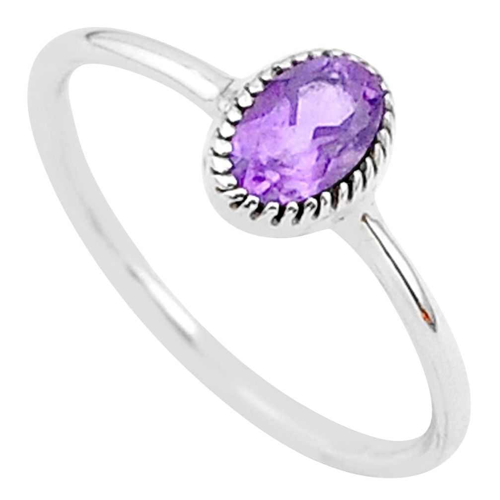 1.04cts solitaire natural purple amethyst 925 sterling silver ring size 9 t30468