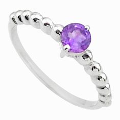 0.81cts solitaire natural purple amethyst 925 sterling silver ring size 9 t36444