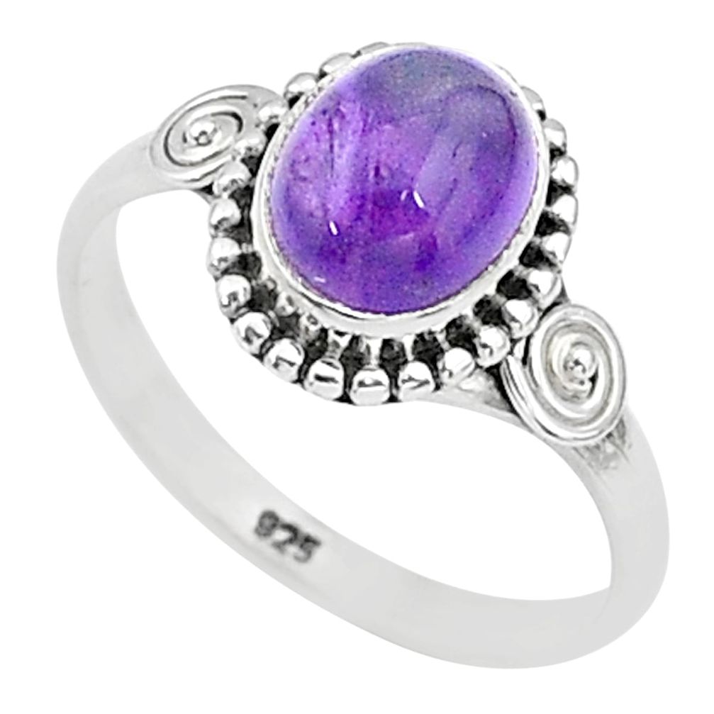 2.93cts solitaire natural purple amethyst 925 sterling silver ring size 9 t5008