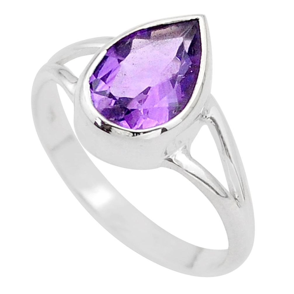 3.96cts solitaire natural purple amethyst 925 sterling silver ring size 9 t90389