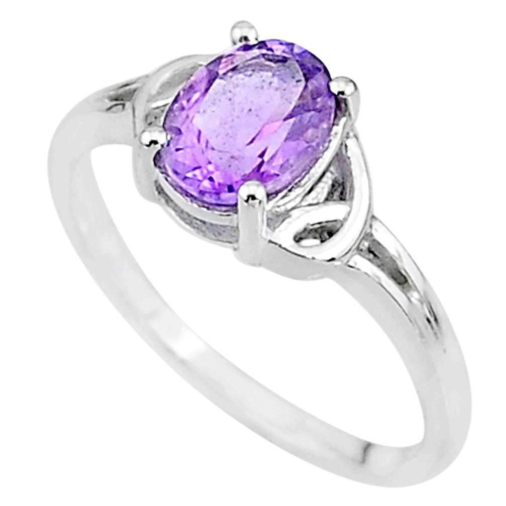 2.57cts solitaire natural purple amethyst 925 sterling silver ring size 9 t9073