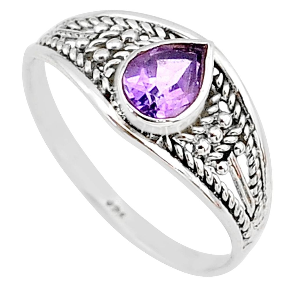 1.49cts natural cut amethyst silver graduation handmade ring size 9 t9593