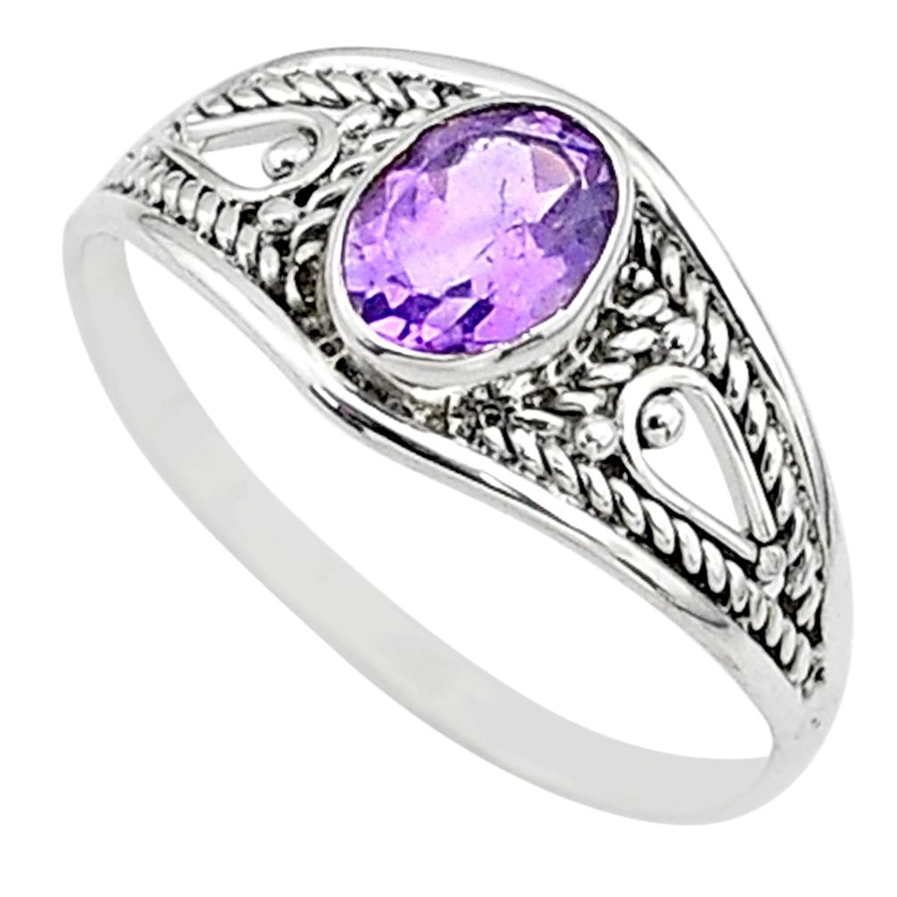 1.57cts natural cut amethyst silver graduation handmade ring size 9 t9645