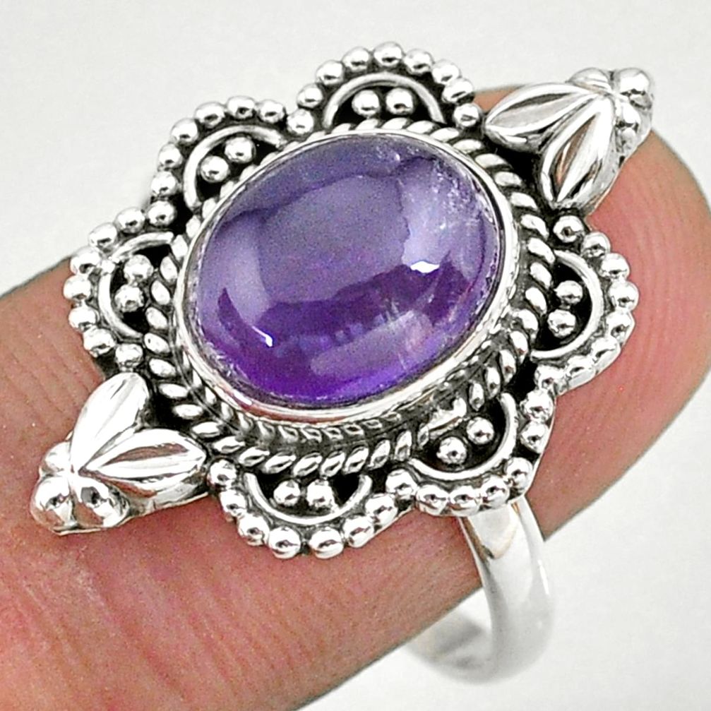 e natural purple amethyst oval 925 silver ring size 9.5 t39909