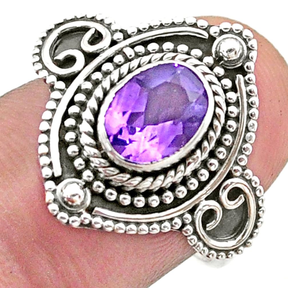 e natural purple amethyst oval 925 silver ring size 8.5 t46193