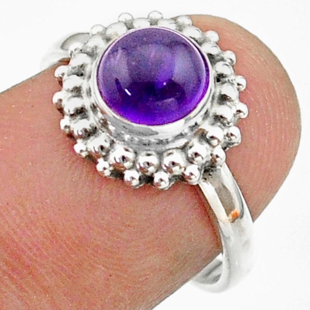 2.42cts solitaire natural purple amethyst round 925 silver ring size 7.5 t41304