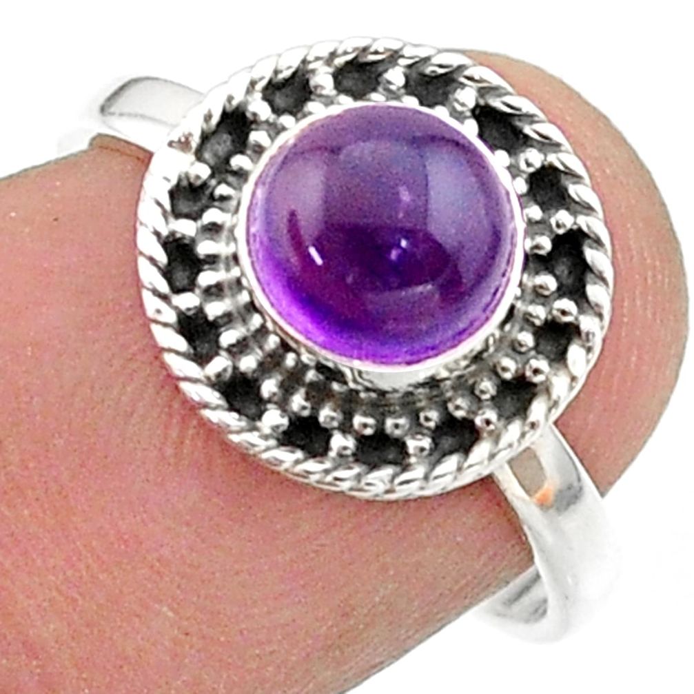 2.27cts solitaire natural purple amethyst round 925 silver ring size 7.5 t41305