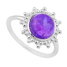 Clearance Sale- 3.11cts solitaire natural purple amethyst round 925 silver ring size 5.5 u9096