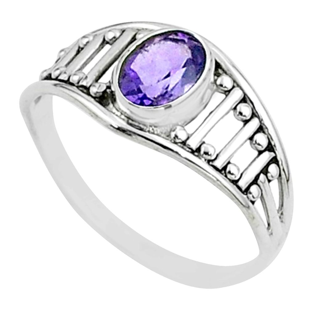 1.42cts solitaire natural purple amethyst silver ring jewelry size 6.5 t51941