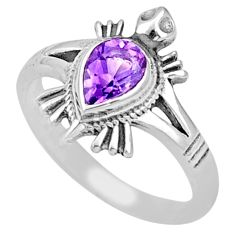1.41cts solitaire natural purple amethyst silver tortoise ring size 7.5 u4826