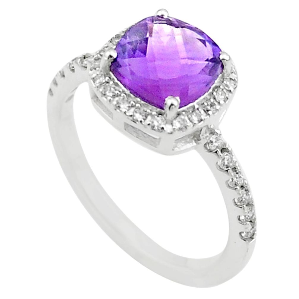 5.22cts solitaire natural purple amethyst topaz 925 silver ring size 8 t43146