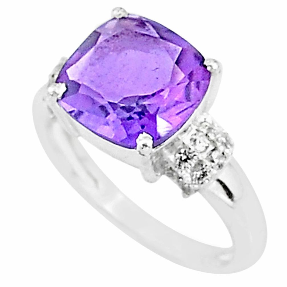 6.04cts solitaire natural purple amethyst topaz 925 silver ring size 8 t7353
