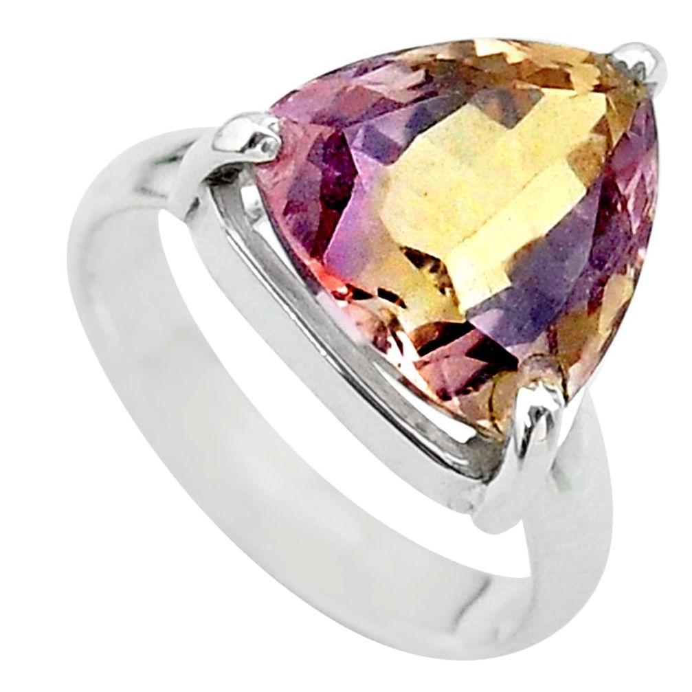7.91cts solitaire natural purple ametrine 925 silver ring size 6.5 t24233