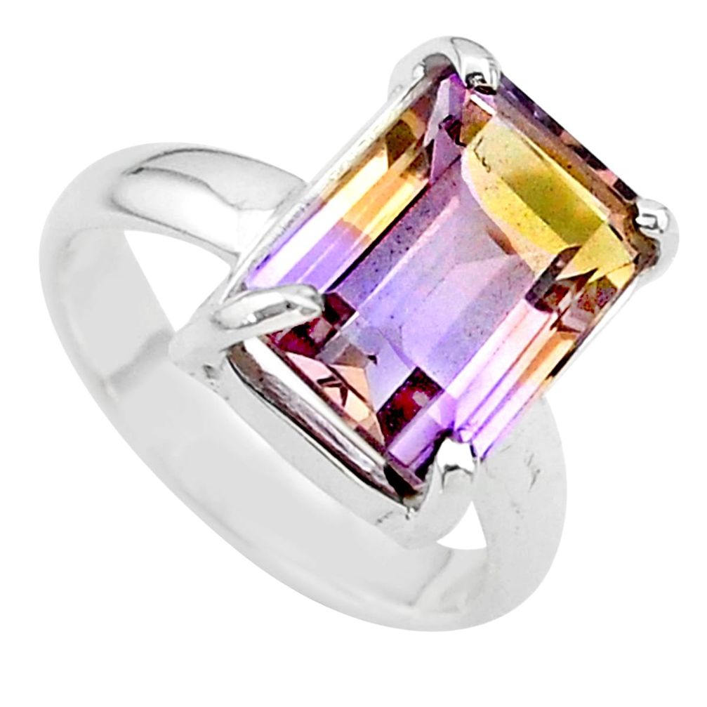 4.70cts solitaire natural purple ametrine 925 silver ring size 6.5 t24259