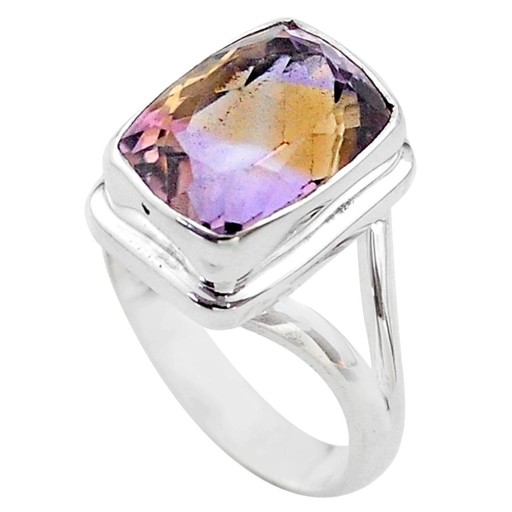 5.79cts solitaire natural purple ametrine 925 silver ring size 8.5 t45082