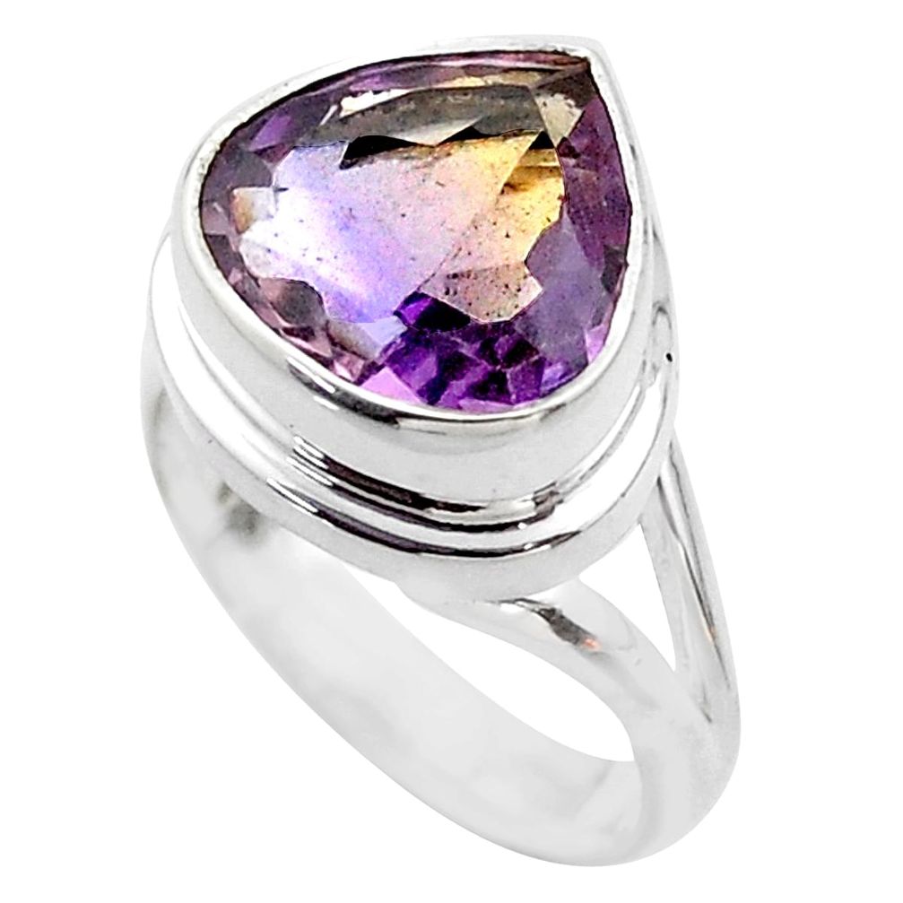 7.13cts solitaire natural purple ametrine 925 silver ring size 6.5 t45100