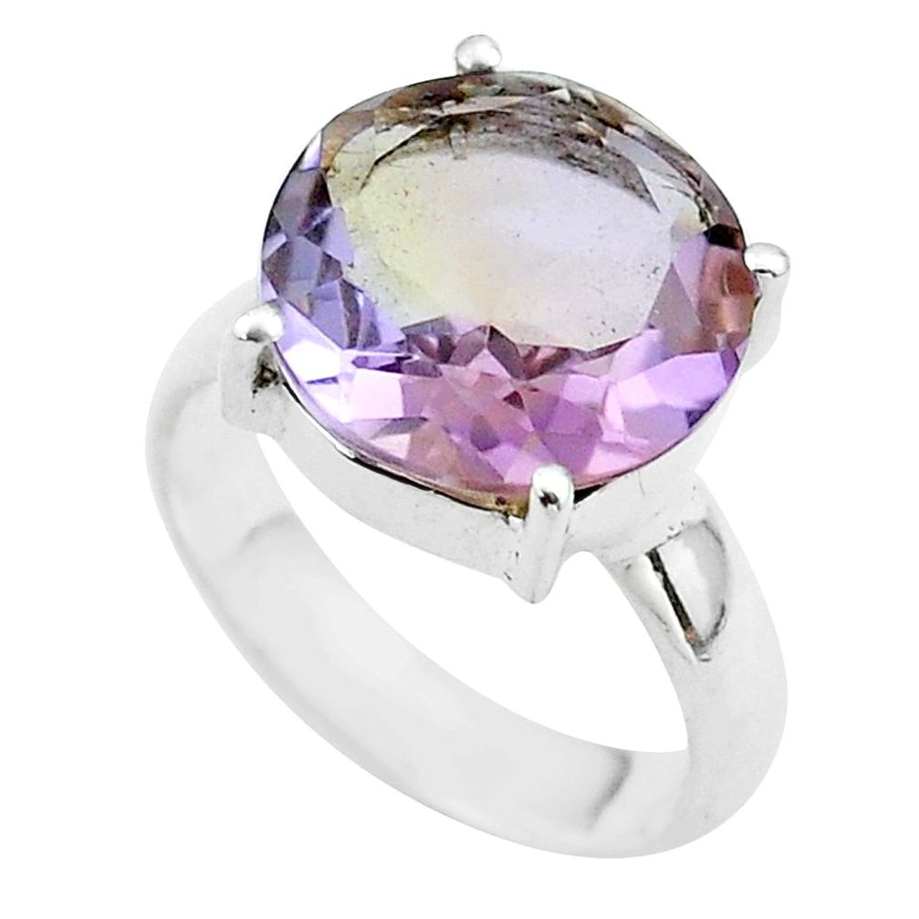 6.38cts solitaire natural purple ametrine 925 silver ring size 5.5 t50236