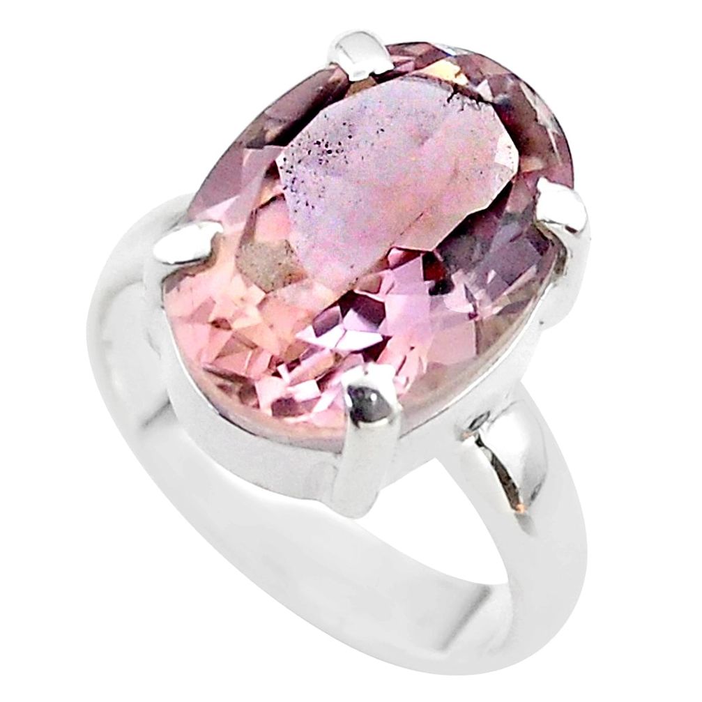 6.33cts solitaire natural purple ametrine 925 sterling silver ring size 5 t45121
