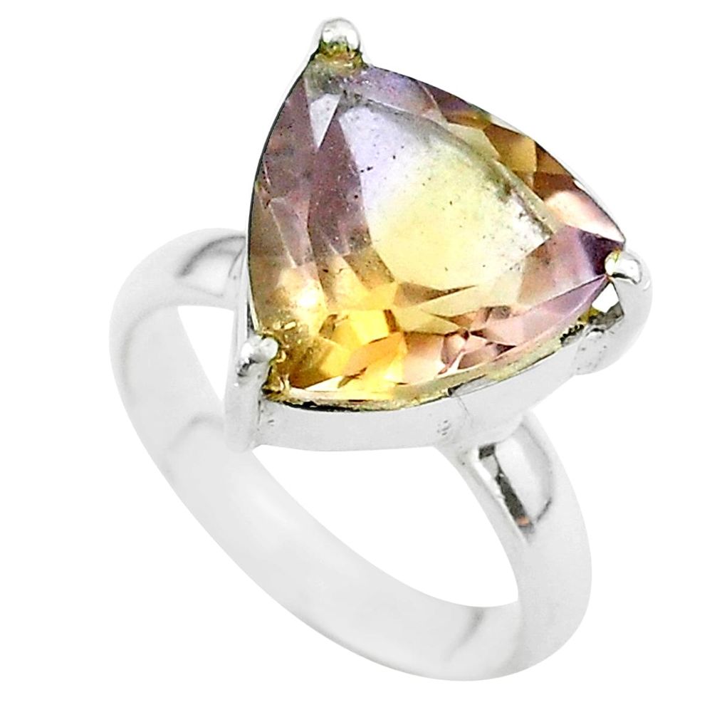 6.36cts solitaire natural purple ametrine 925 sterling silver ring size 6 t50203