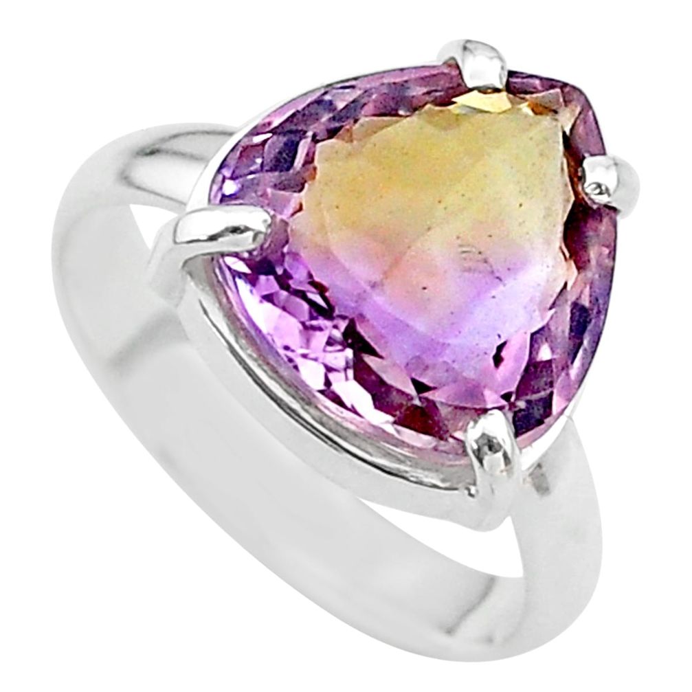 6.54cts solitaire natural purple ametrine 925 sterling silver ring size 8 t24248