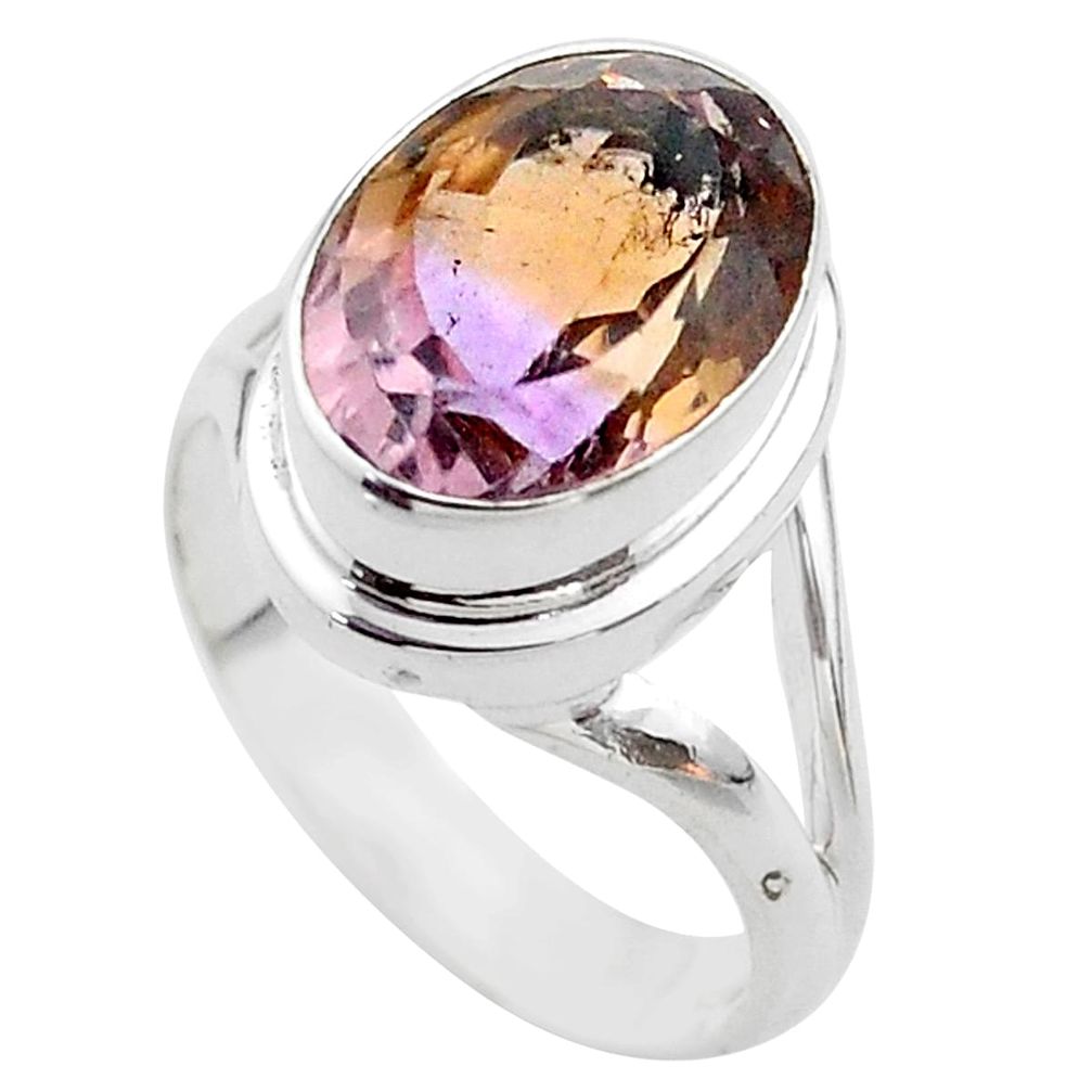 6.02cts solitaire natural purple ametrine 925 sterling silver ring size 8 t45081