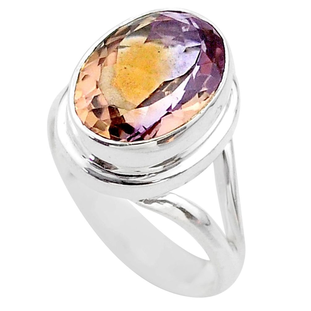 6.71cts solitaire natural purple ametrine 925 sterling silver ring size 8 t45113