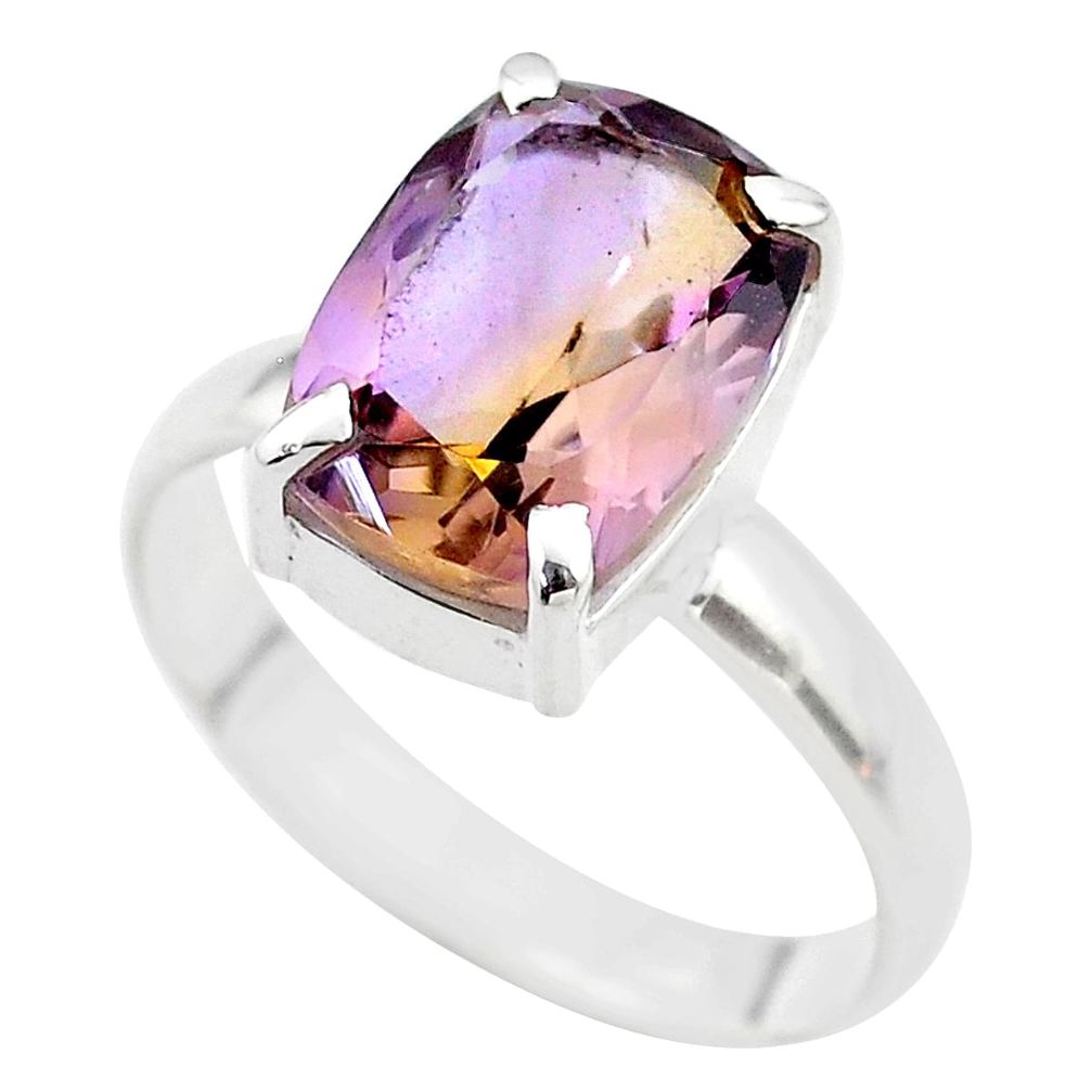 6.58cts solitaire natural purple ametrine octagan silver ring size 12 t45122