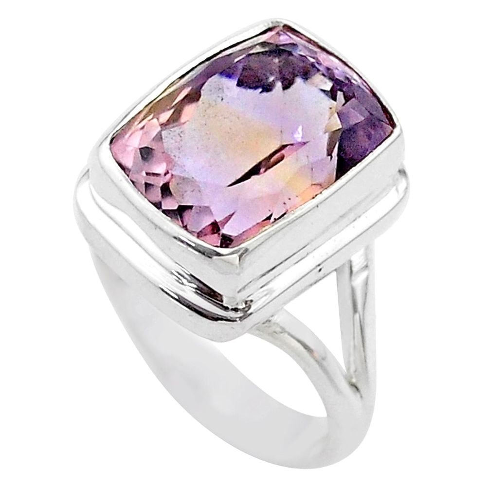 7.54cts solitaire natural purple ametrine octagan silver ring size 7.5 t45096