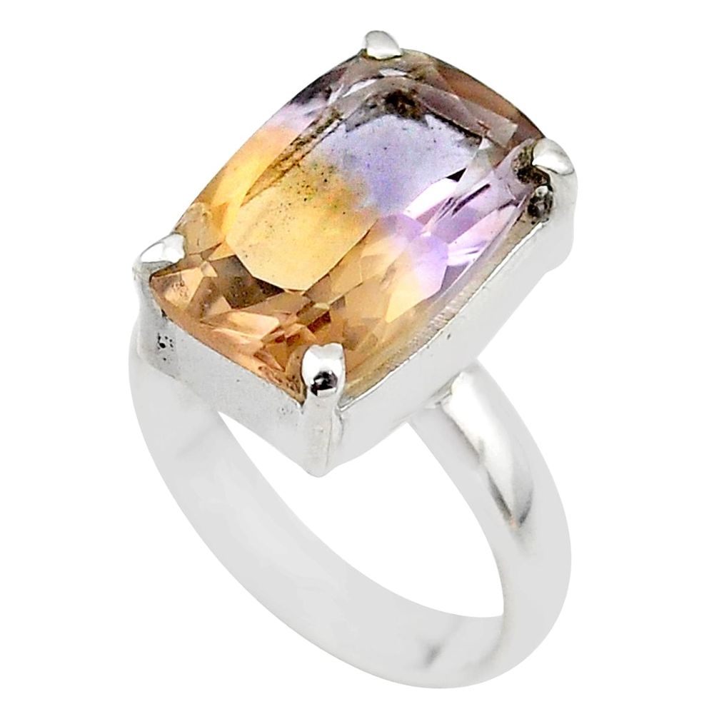 8.43cts solitaire natural purple ametrine octagan silver ring size 7.5 t45124