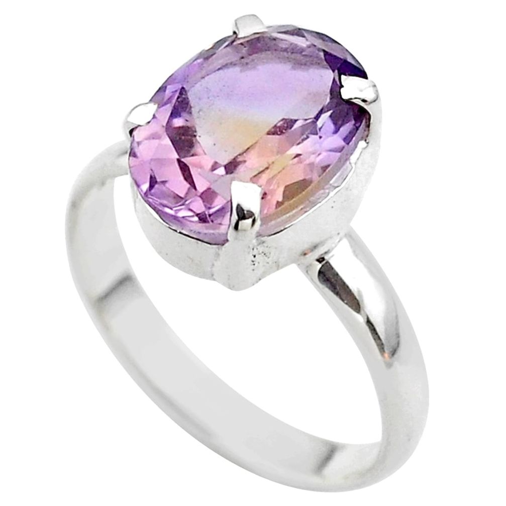 6.28cts solitaire natural purple ametrine oval 925 silver ring size 11 t45130