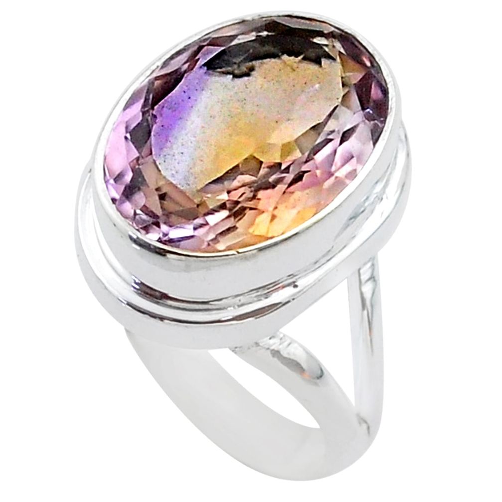 11.80cts solitaire natural purple ametrine oval 925 silver ring size 7 t45087