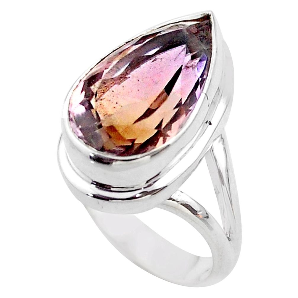 11.21cts solitaire natural purple ametrine pear 925 silver ring size 7 t45091