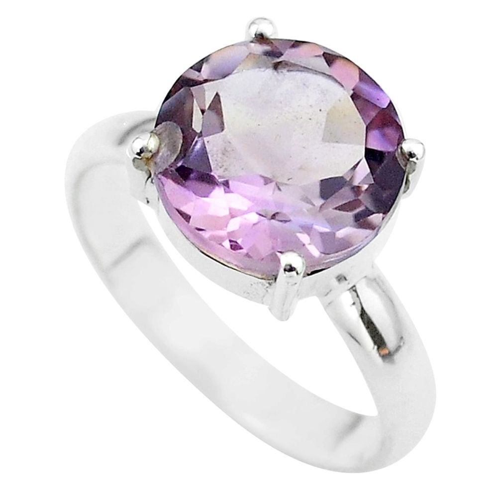 6.85cts solitaire natural purple ametrine round 925 silver ring size 10 t50258